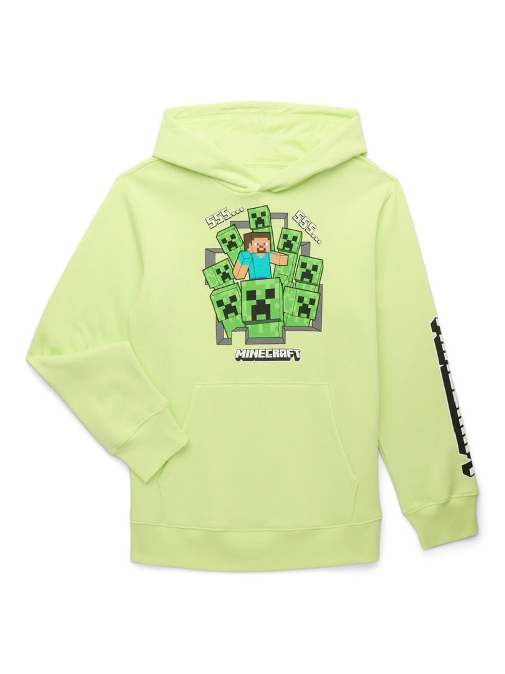 Kids' Creeper Graphic Hoodie - Lime Green Minecraft size XXL